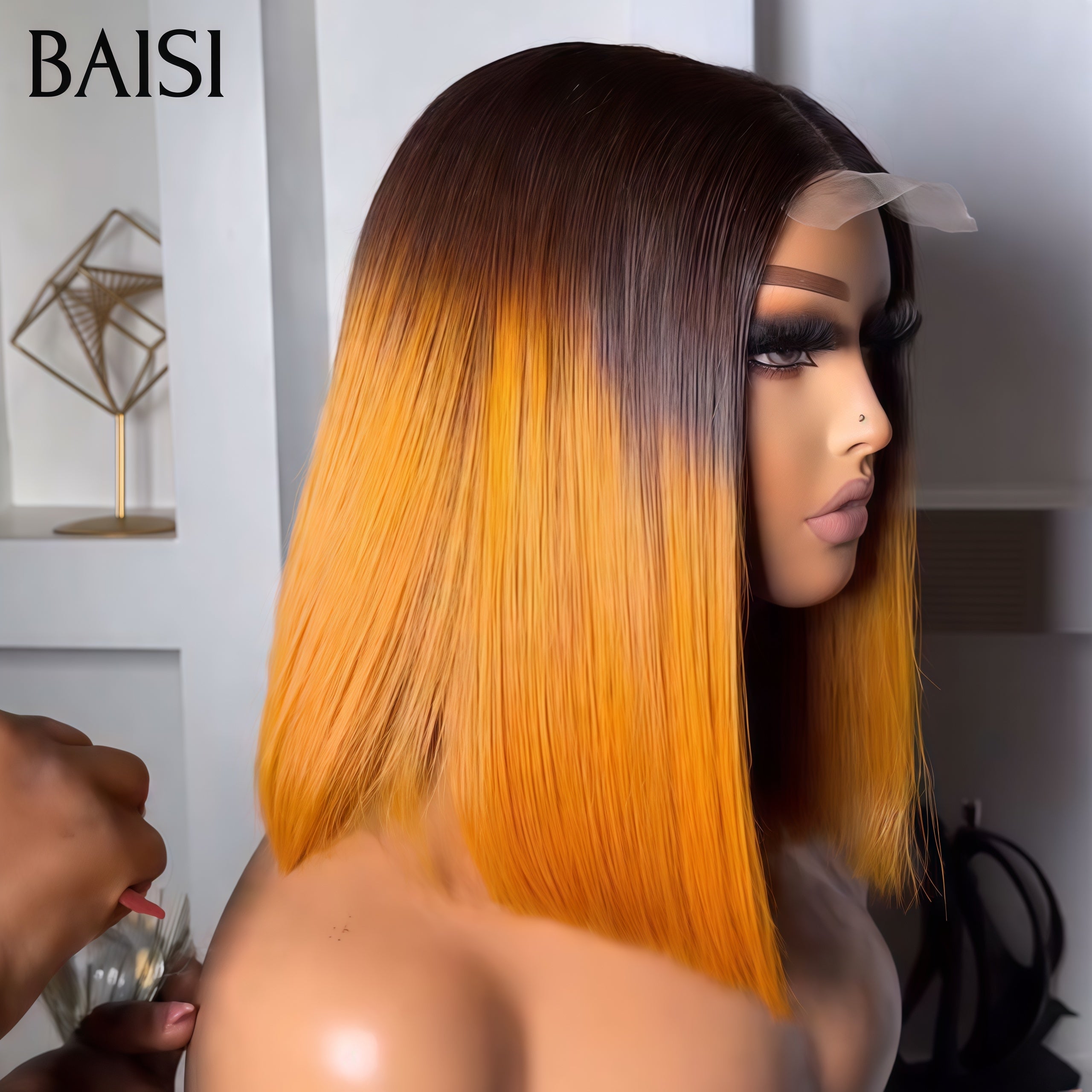BAISI 2X6 lace closure perruque de luxe SDD BONE Straight Lisse Bob Haute Qualité Couleurs personnalisées 250% Densité en 100% Vietnam Hair