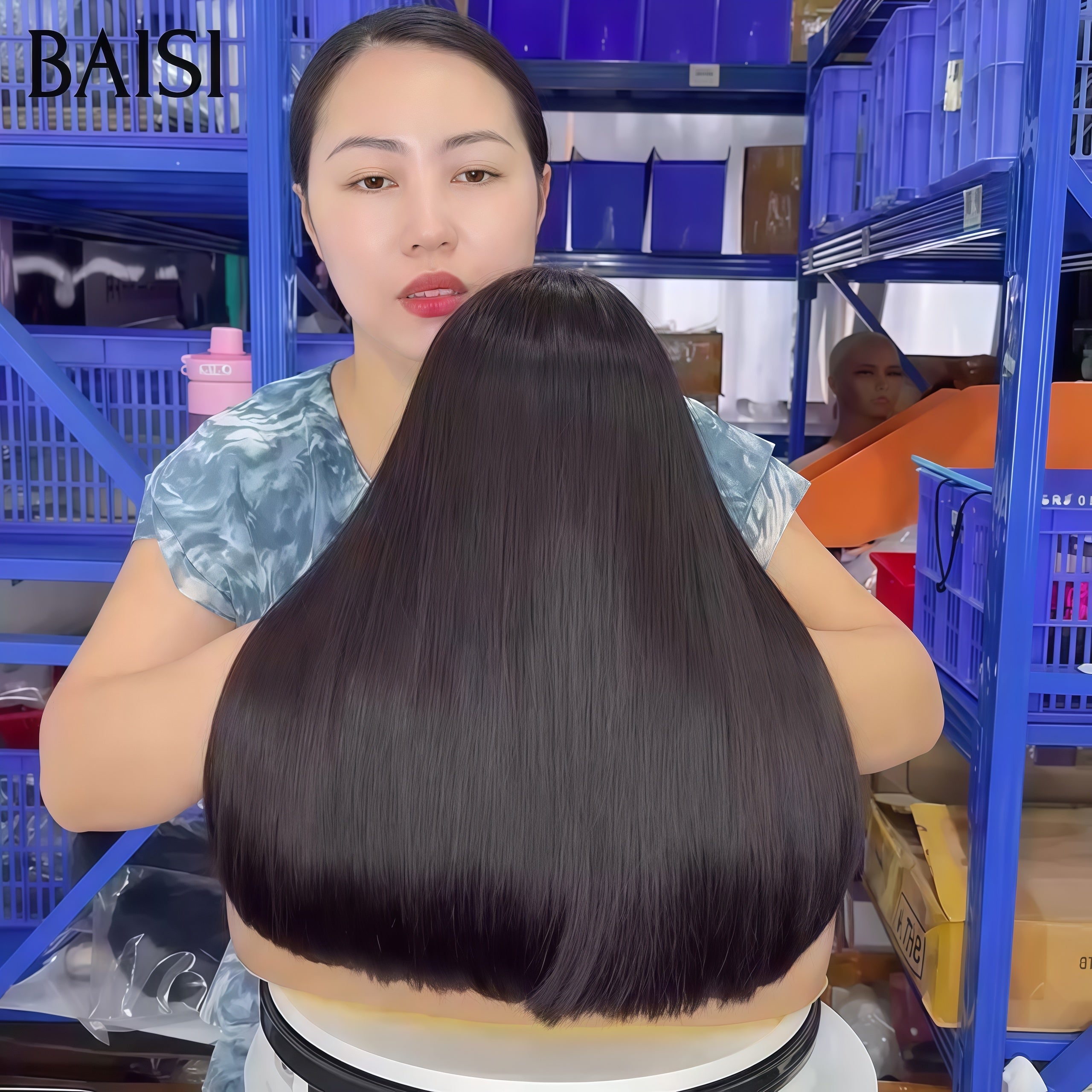 BAISI promo 13X4 lace frontal Perruque Bob Lisse noir 12 pouces 80€ 100% Vietnam Hair sans colle Pré-plucked Pas Besoin de Colle en 100% Raw Hair Lace déjà couper