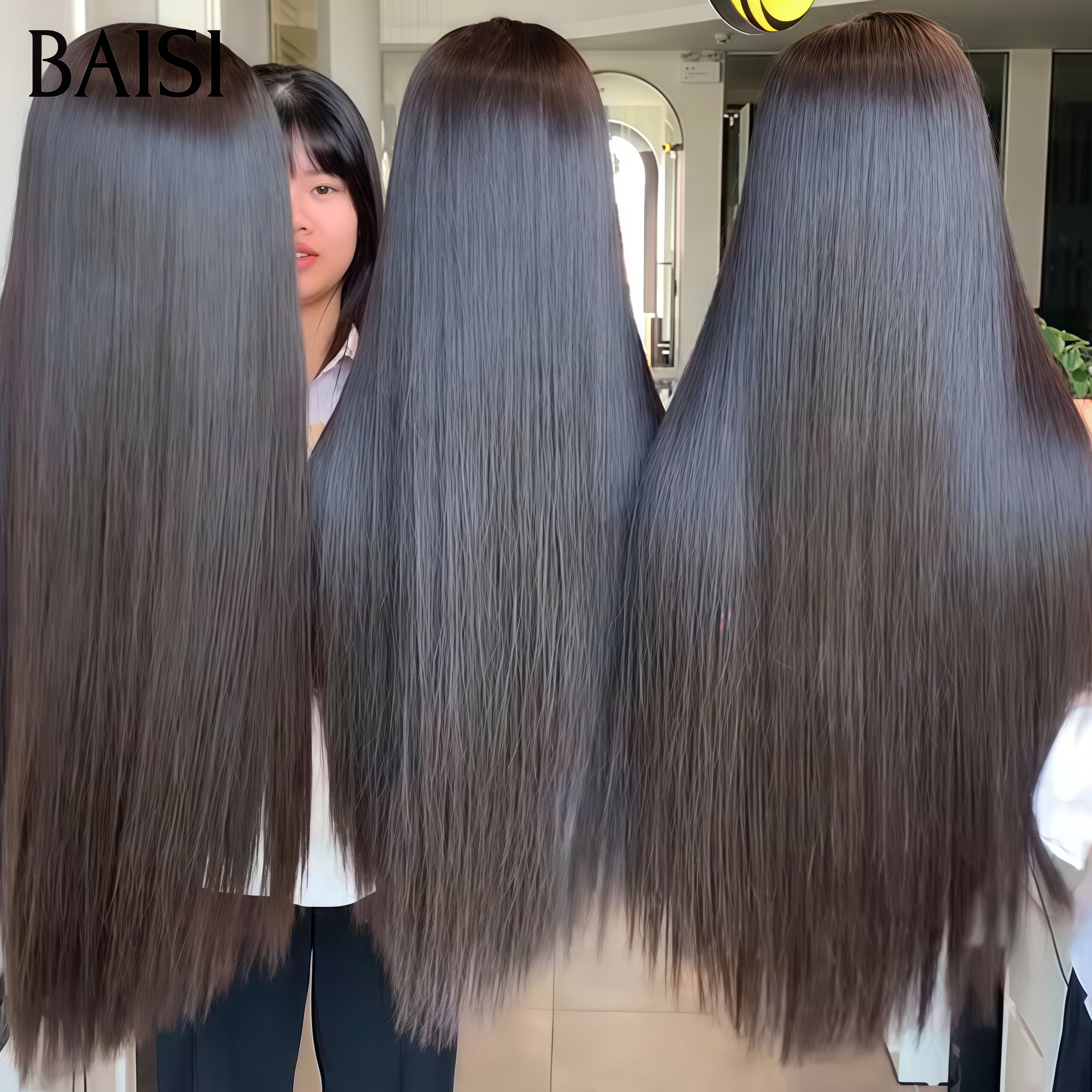 BAISI Offre spéciale 4X4 lace Closure Perruques Lisse NOIR pour revendre en 100% vrais cheveux humains
