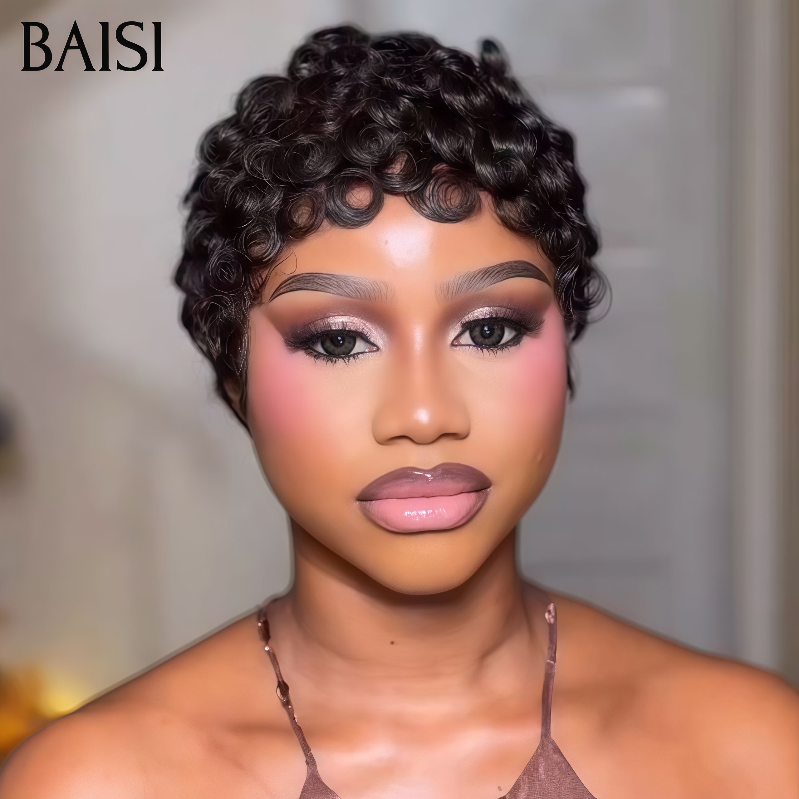 BAISI Perruque Chioma pixie sans lace 39€ finger wave NOIR Moitié Prix Livraison Express 48H en 100% cheveux humains
