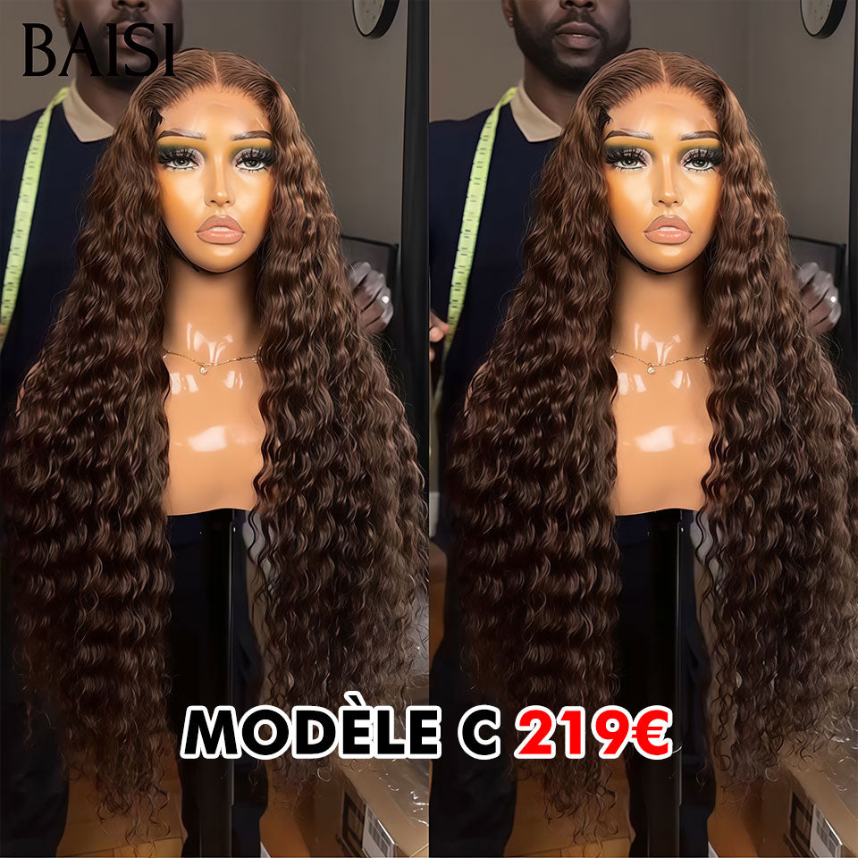 BAISI promotion lace frontal 13x4 Perruque 30 Pouces Body wave Marron 1BT4# ou Lisse Mixte Miel ou deep wave Marron en 100% Cheveux Humains