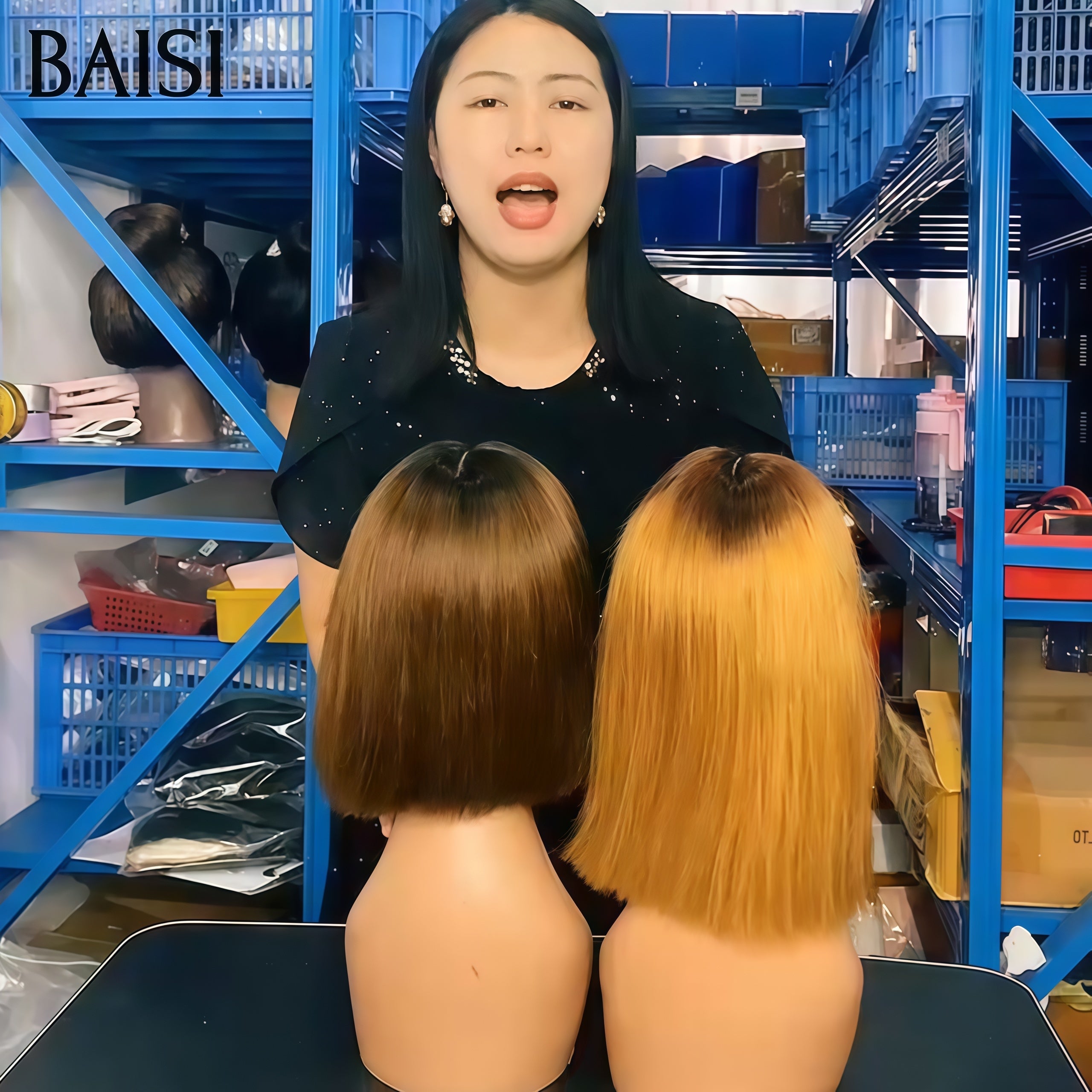 BAISI Promotion Vente en gros 2 perruques 130€ 4x4 lace closure 2 couleurs 10 Pouces en couleur Marron et Miel