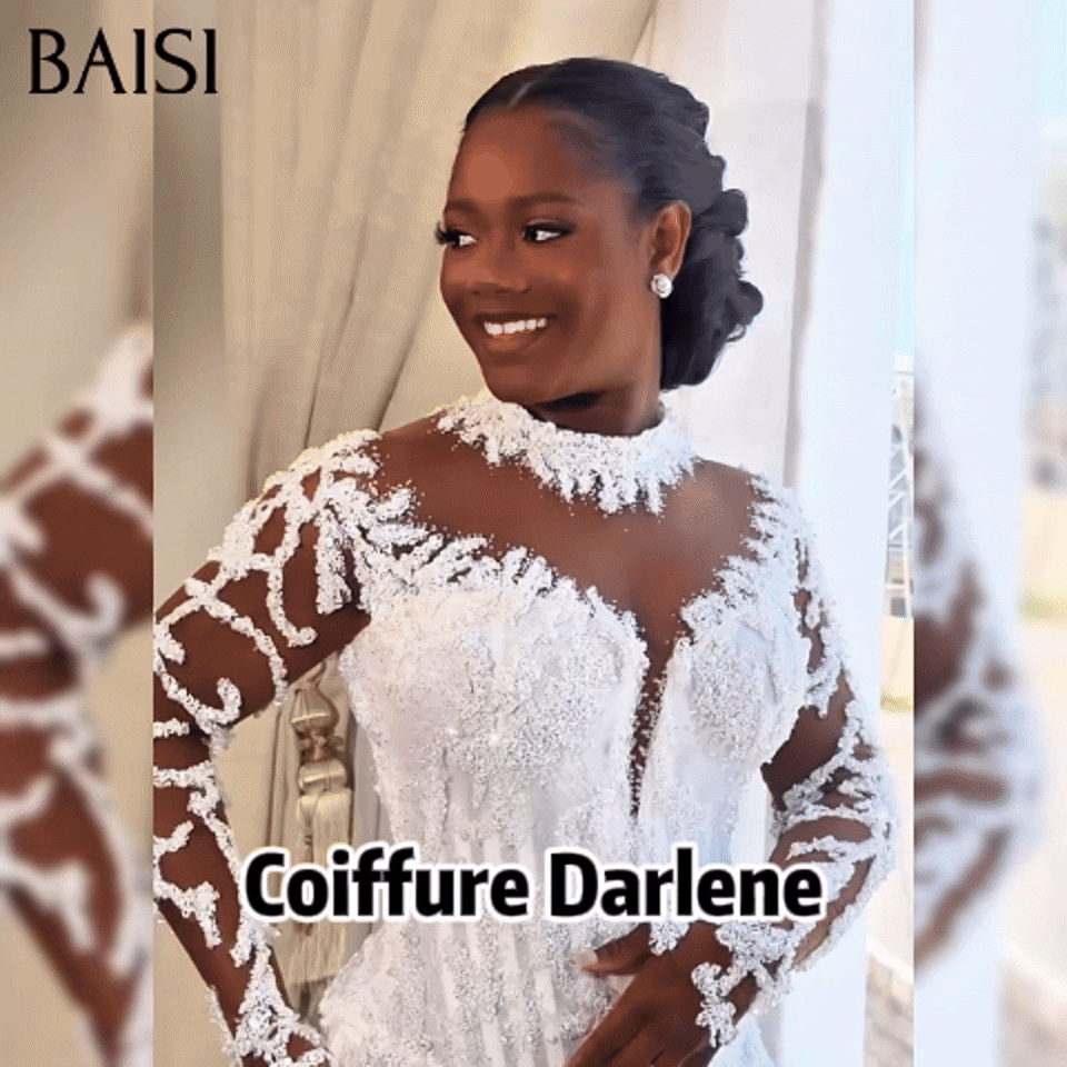 BAISI Coiffure de luxe Darlene Perruques Mariage noir Prête à porter chignon et personalisation comme sur la vidéo 100% identique avec lace frontale événement spécial
