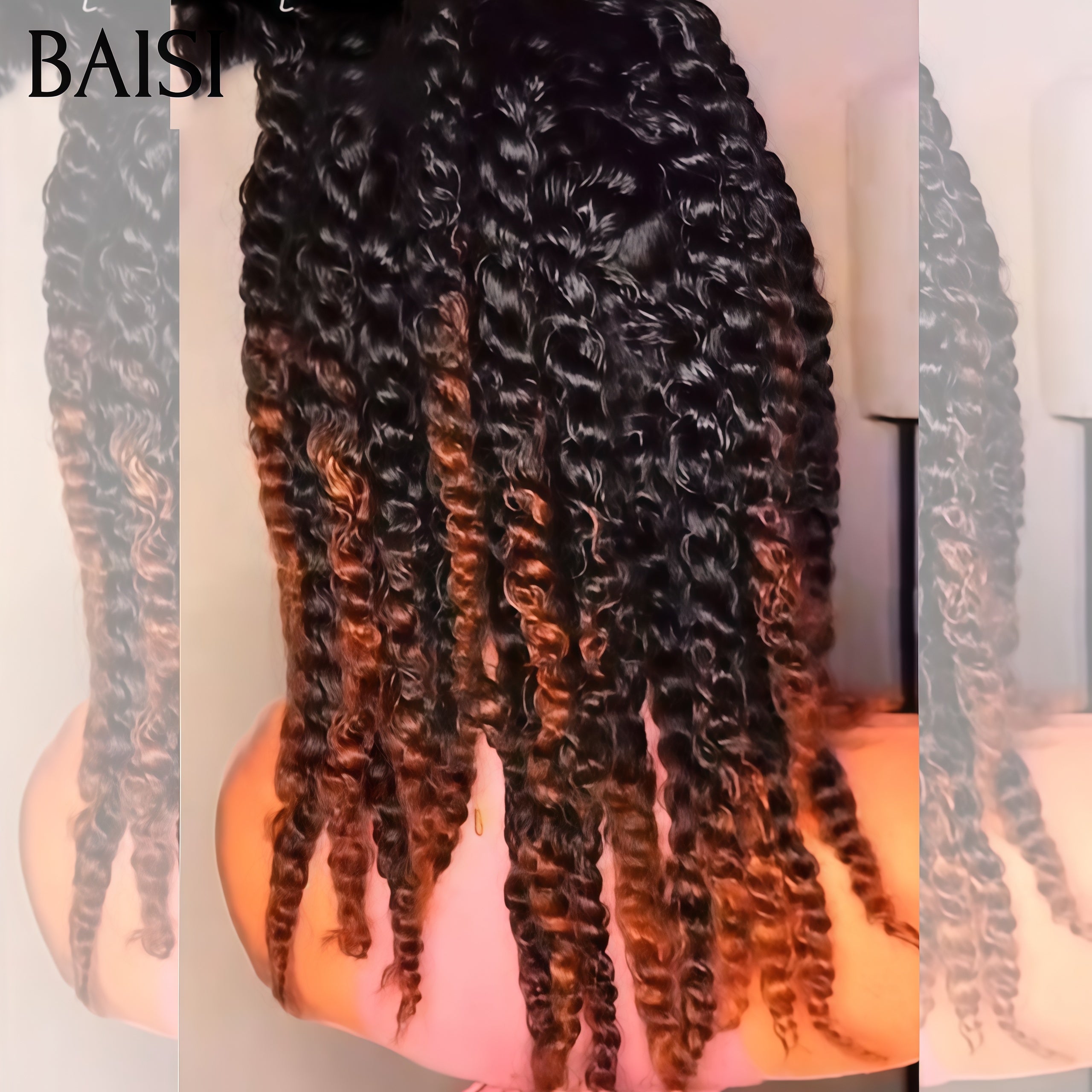 BAISI Perruques Full Lace avec coiffure tressée natte Promo en 3 couleurs noir ou bordeaux ou brun en 100% comme indiqué sur la photo En cheveux humains