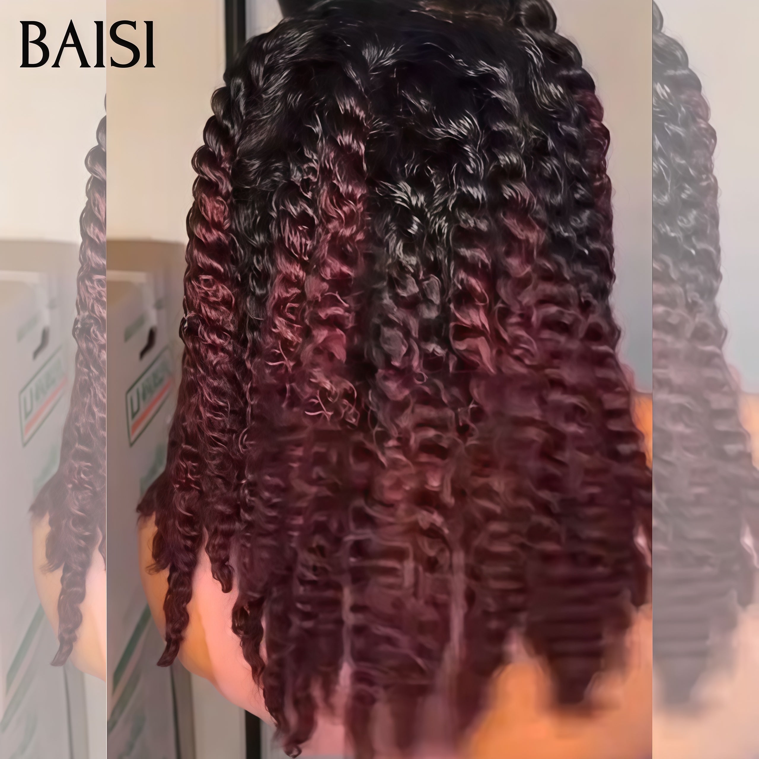 BAISI Perruques Full Lace avec coiffure tressée natte Promo en 3 couleurs noir ou bordeaux ou brun en 100% comme indiqué sur la photo En cheveux humains