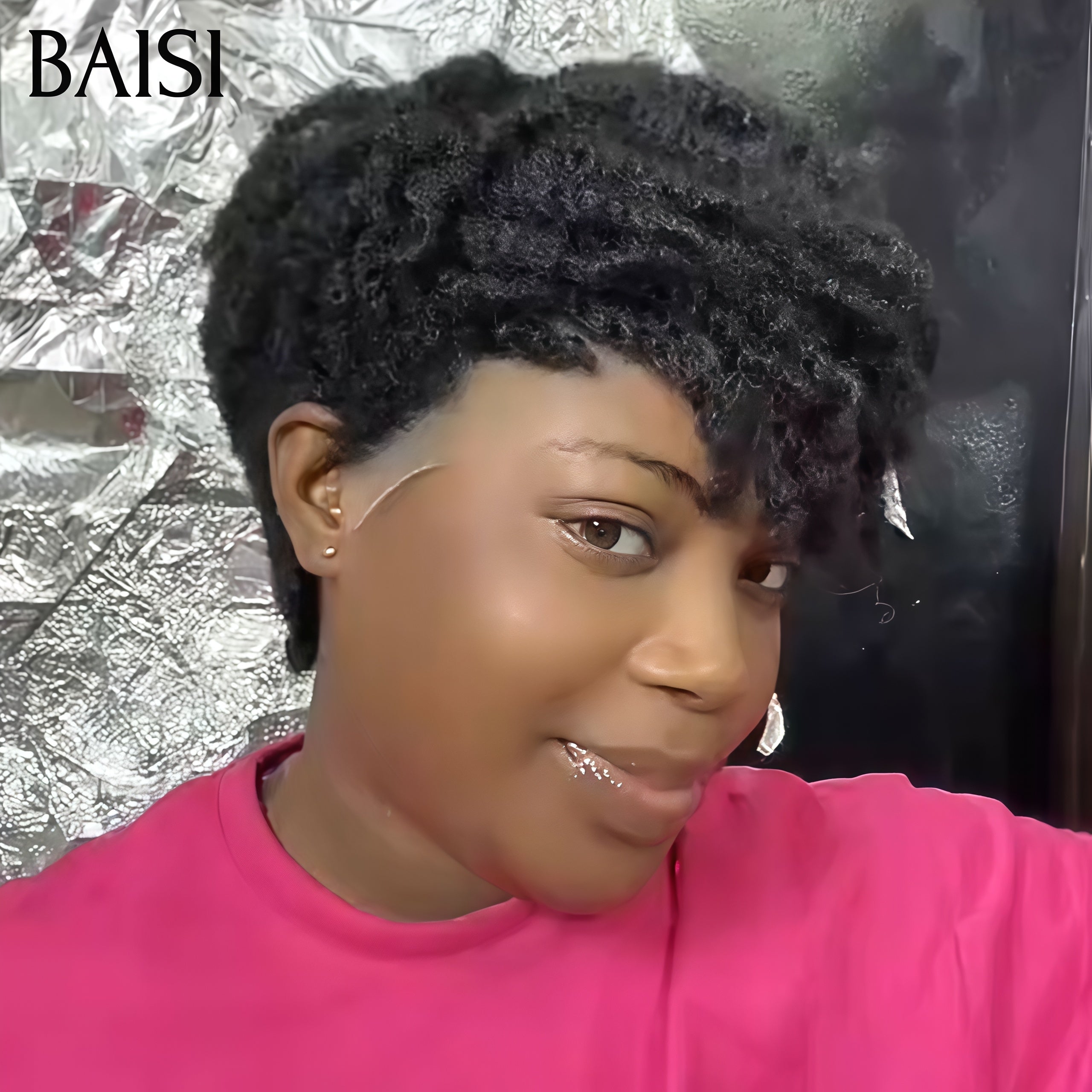 BAISI Perruque pixie avec frontal Nouvelle arrivée 75€+ bcp de cadeaux en 100% Cheveux Humains