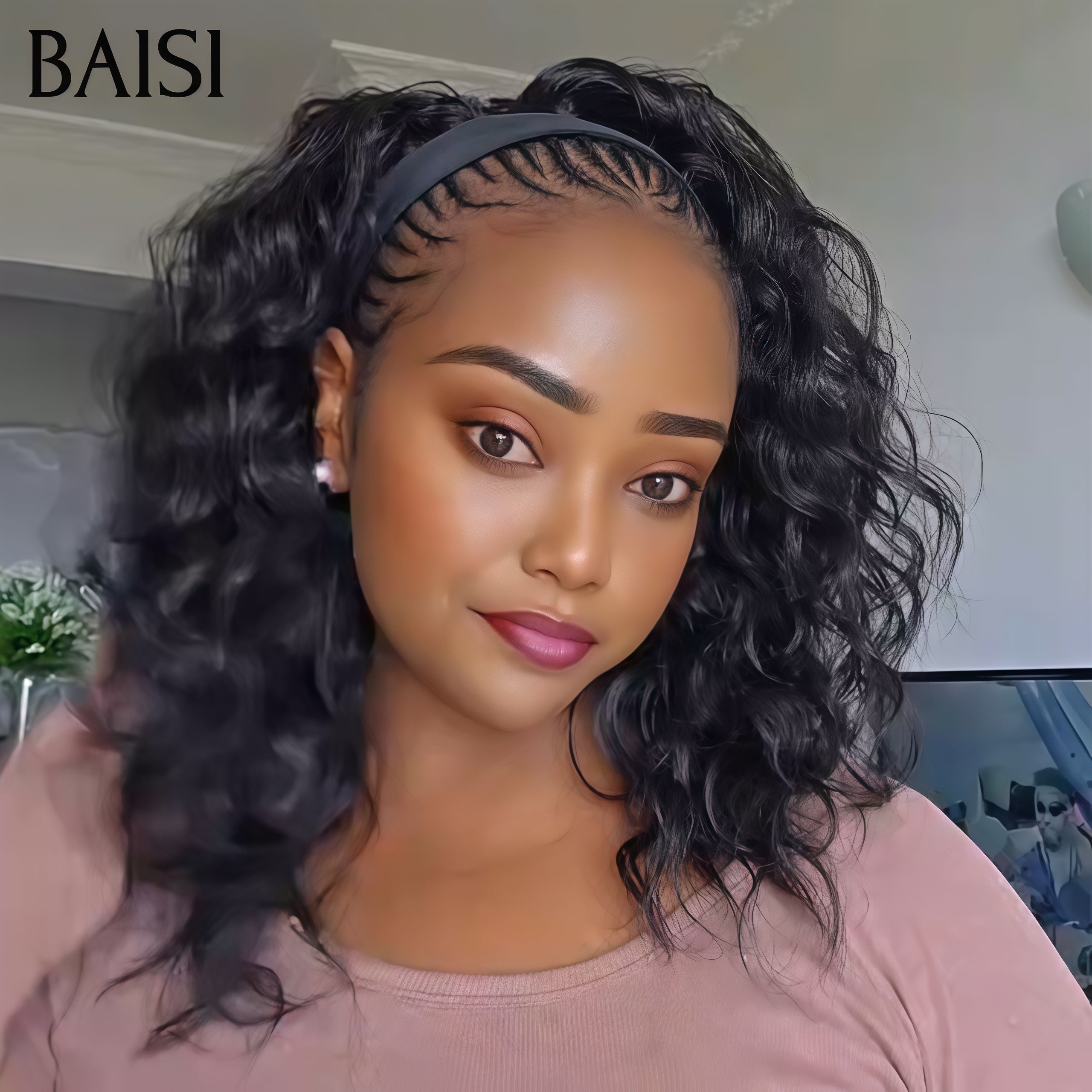 BAISI Perruque BLACK FRIDAY Bas Prix 69€ 14 Pouces deep wave Fabriquée A La Machine sans Colle sans lace en 100% Cheveux Humains