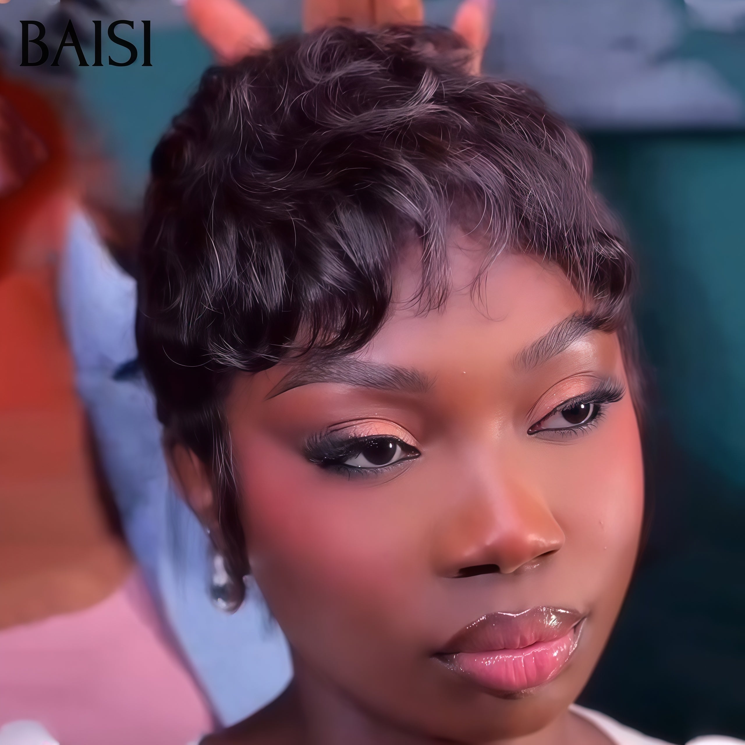 BAISI pixie en France TVA 0€ Lisse 40€ petite coupe fabriqué à la machine ou avec frontal en 100% cheveux humains