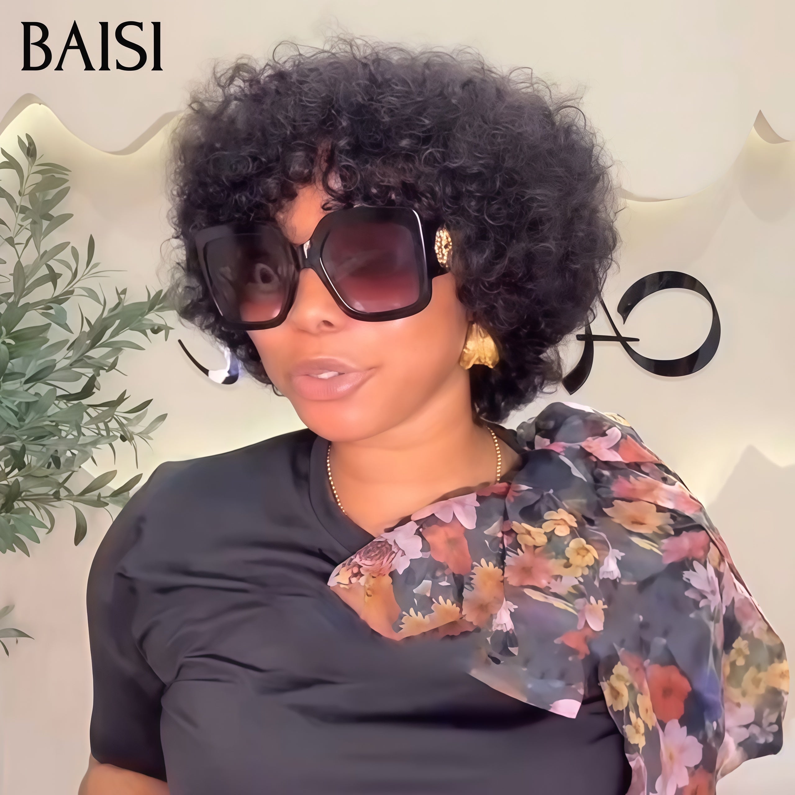 BAISI pixie afro curly PROMO 46€ 200% densité noir sans lace sans colle en 100% Cheveux Humains fabriqué à la machine BS30