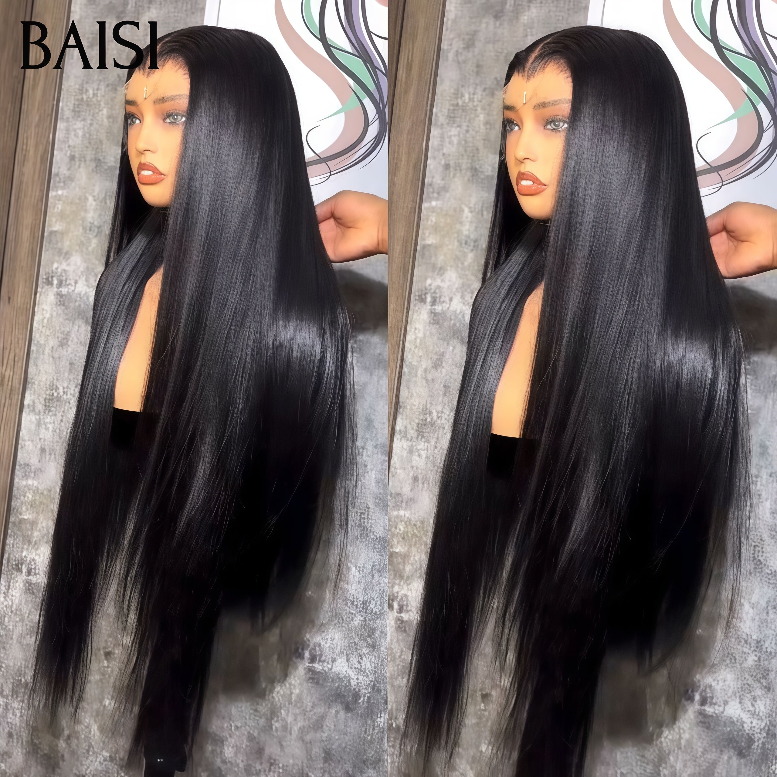 BAISI 4X4 lace closure Perruques Lisse 22 pouce + 1 cadeau OFFERT 139€ 100% Cheveux Humains