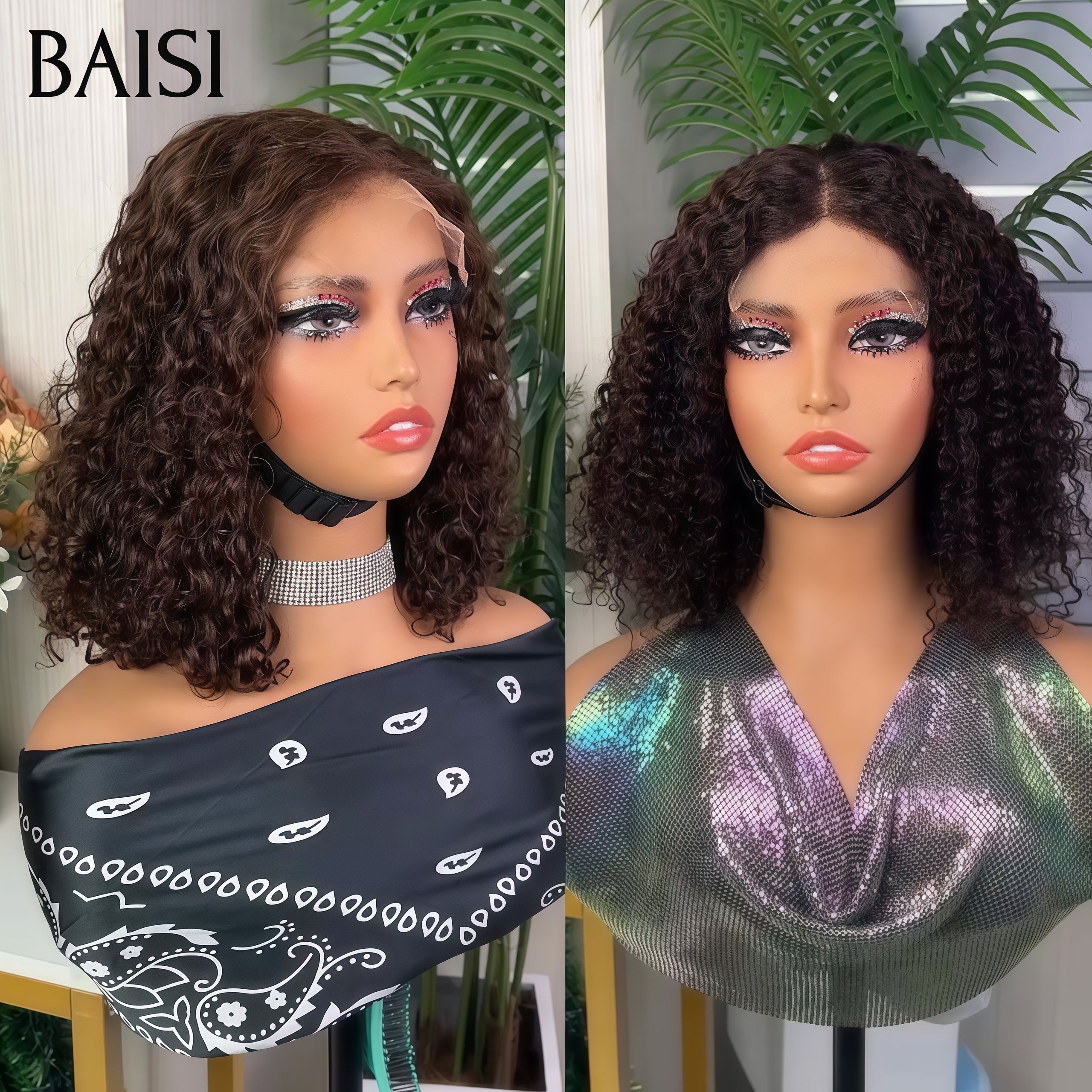 BAISI Lot De Perruque Ventes En Gros 2 Perruques 150€ 4x4 lace curly wave En 100% Cheveux Humains