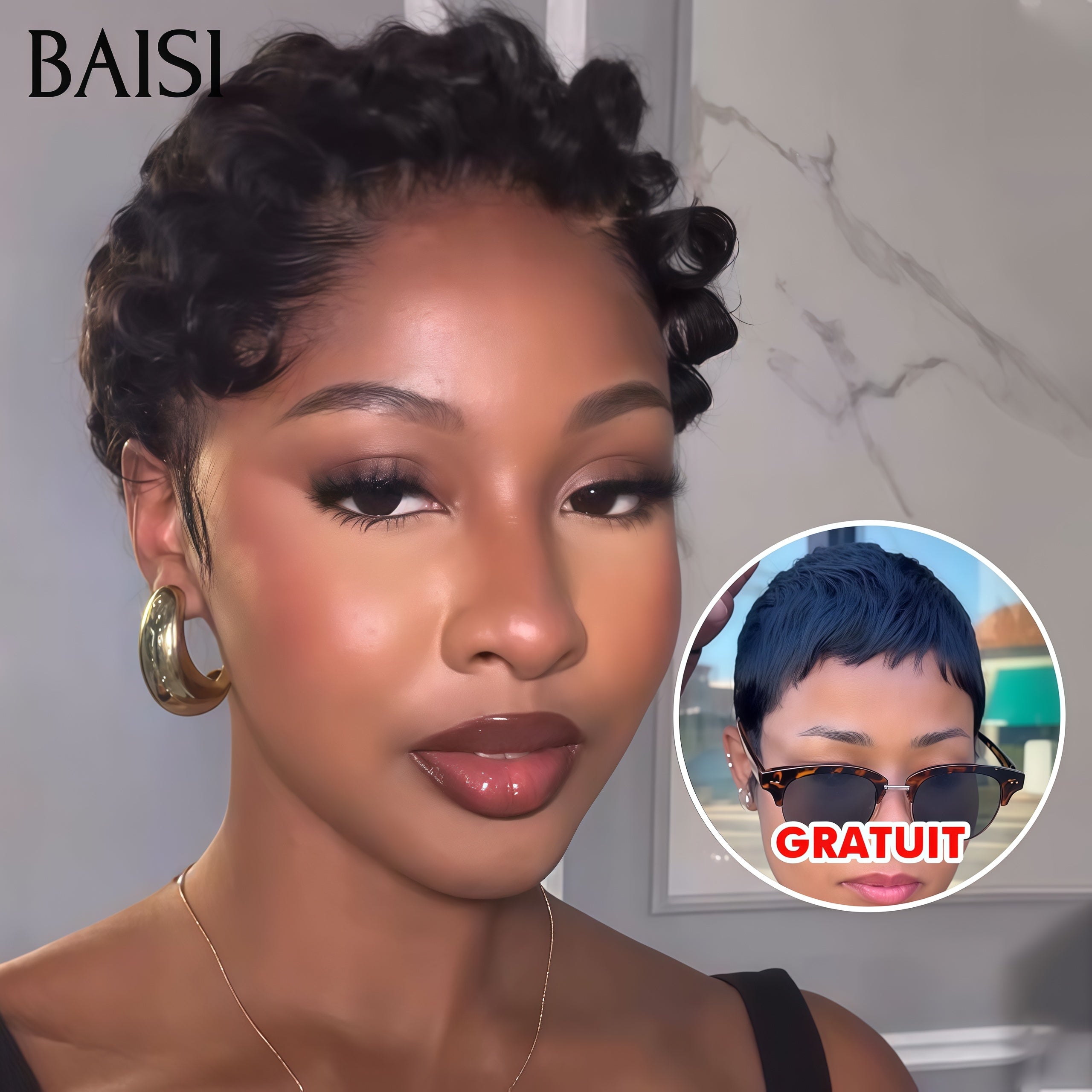 BAISI1 Acheté + 1 Gratuit = 69€ 13x4 lace frontal finger wave et sans Colle Lisse en 100% vrais cheveux humains