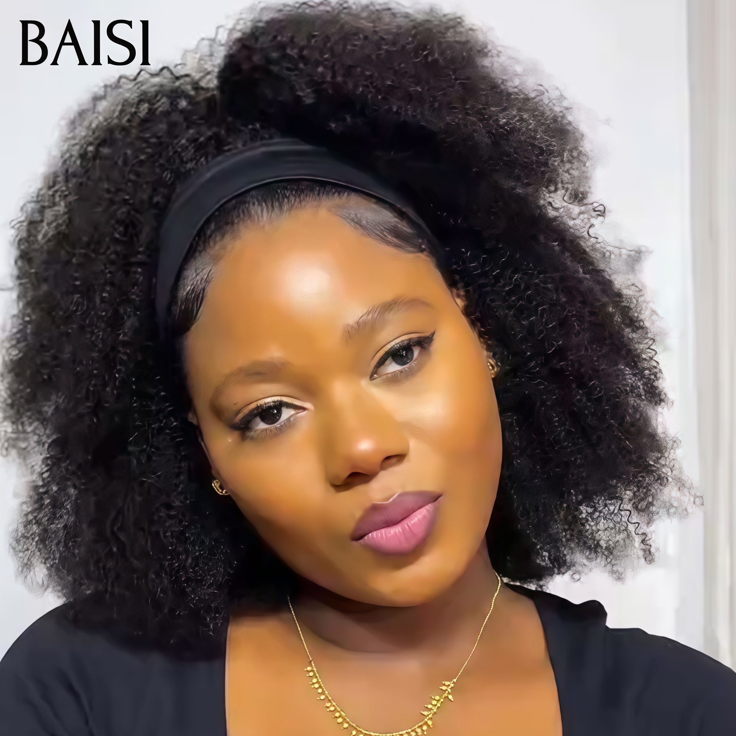 BAISI BLACK FRIDAY Perruque bandeau promotion 69€ 12 pouce kinky curly wave Fabriquée A La Machine sans Colle en 100% Cheveux Humains