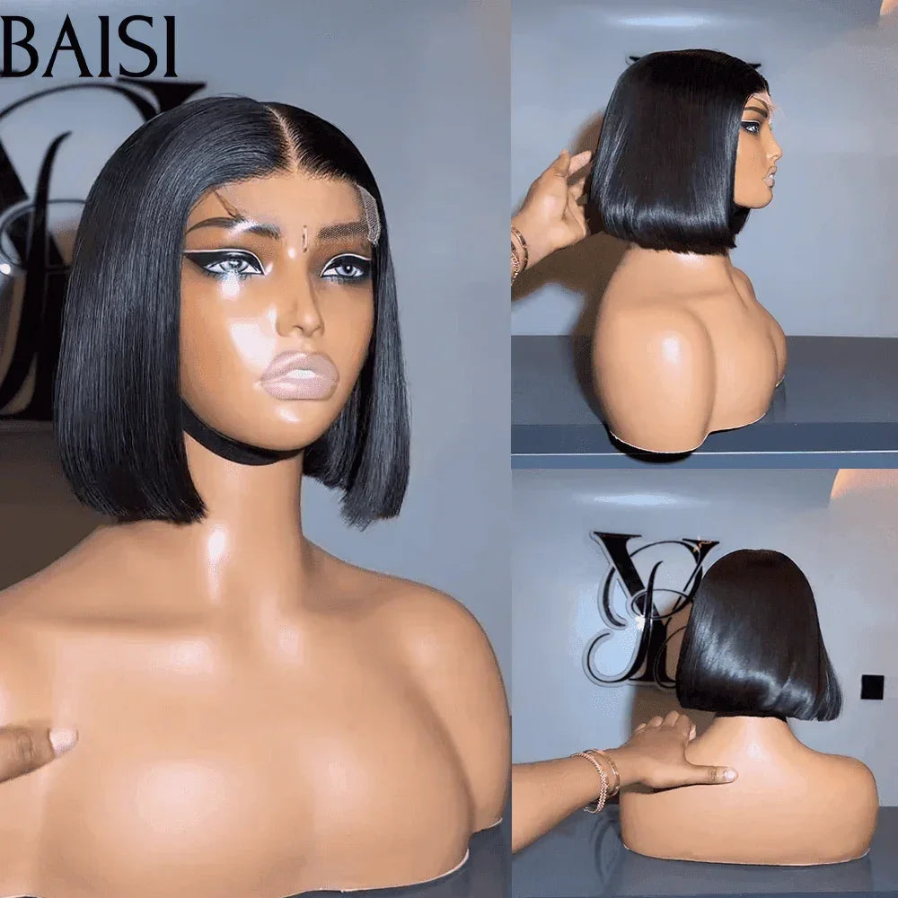 BAISI 2x6 Closure 100% veitnam hair 15A Perruque DE LUXE COULEUR Naturelle Lisse 300% Densité