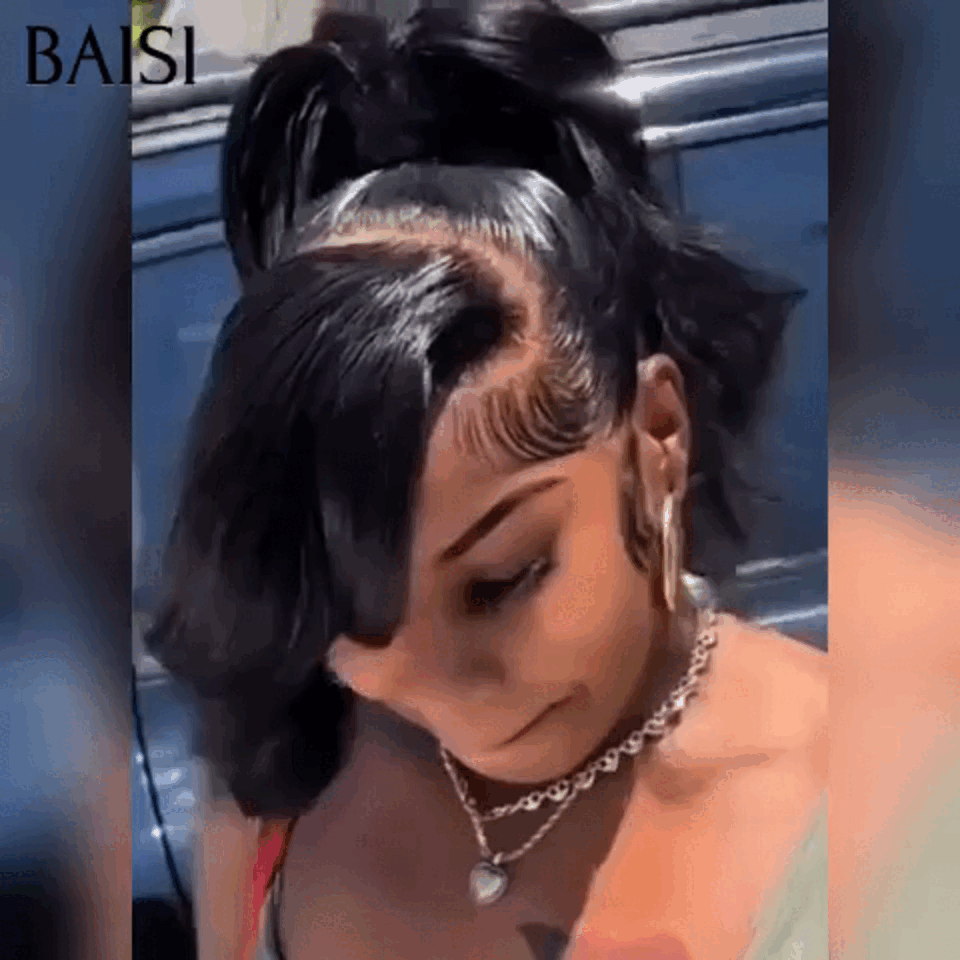 BAISI Nouveautés BLACK FRIDAY avec lace frontal avec coiffure 20 pouce Bas Prix 109€ en 100% Cheveux Humains