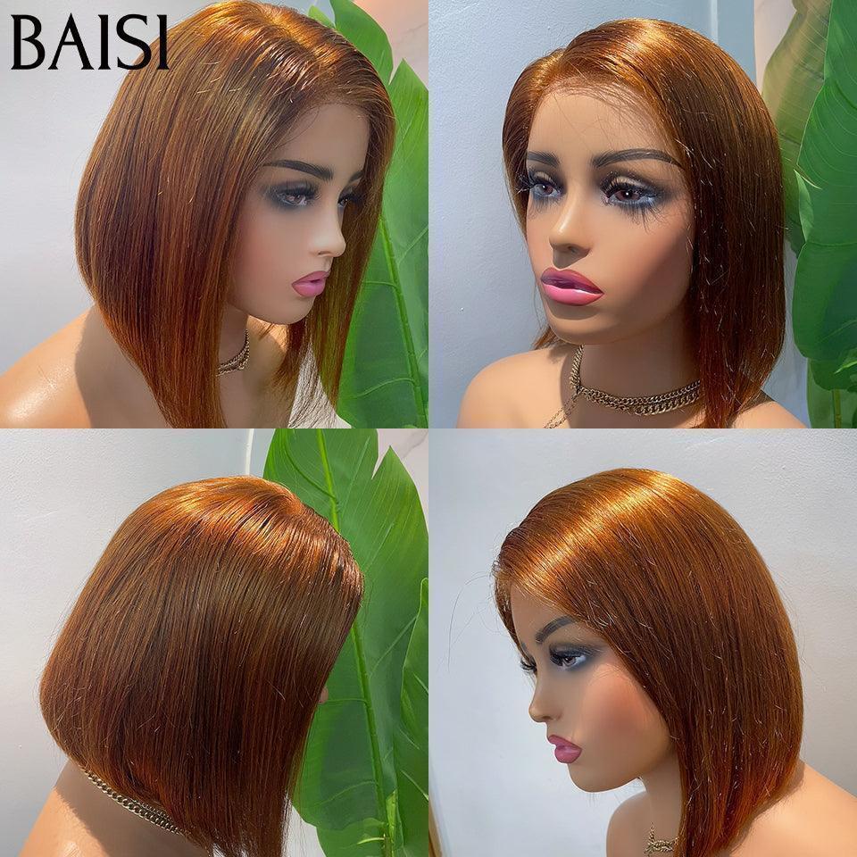 BAISI 13x4 Frontal Straight Bob Wig In Orange Straight Cut 100% Real Human Hair Mix 2 Wigs Get Low Price (No Code Needed)