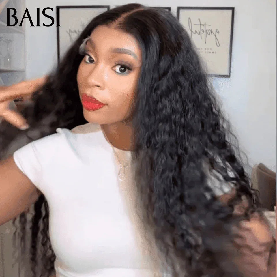 BAISI 4x4 Closure Perruque Curly Bouclée Frisée en 100% Cheveux Humains