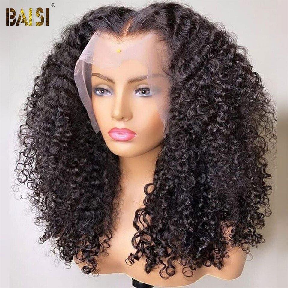 BAISI Bouclé Curly 13x4 Densité 250% avec frontale Perruque de luxe haute de gamme plus de 10 ans d' utilisation
