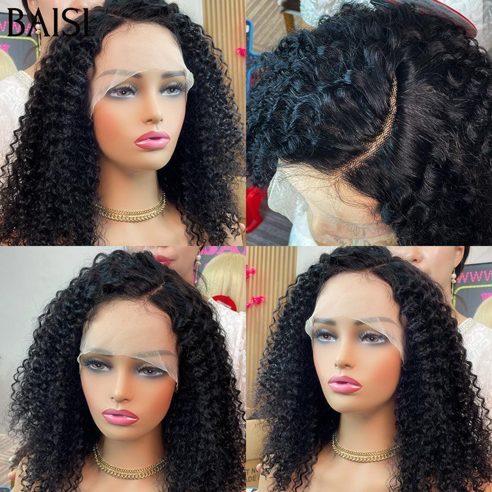 BAISI 13X4 lace Frontale Curly Volume de 300% comme la vidéo ou GraceT PART LACE PERRUQUE BOUCLÉE CURLY EN Noir 100% CHEVEUX HUMAINS FR38