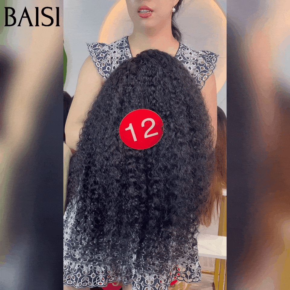 BAISI 13x6 Frontal Perruque Curly 20 Pouce 149€ Pré-plucked Pas Besoin de Colle en 100% Raw Hair Lace déjà couper