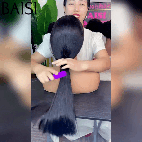 BAISI Perruques de Luxe 13X4 Lace Perruque Noir Vietnam Hair ou raw hair Lisse en 100% Cheveux Humains 20 ans d' utilisations