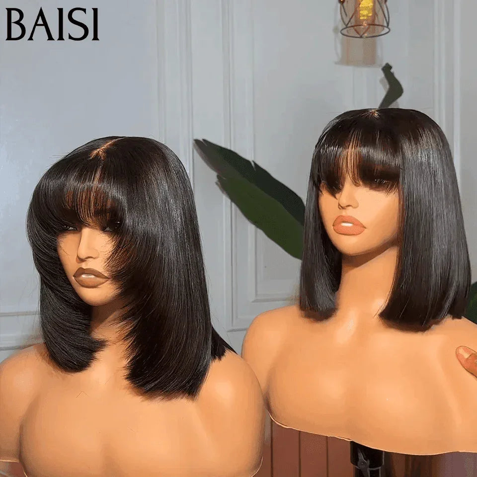 BAISI BLACK FRIDAY PROMO 69€ Vietnam Hair SDD BONE STRAIGHT TVA 0€ 48H arrivé Coupe Chinoise Perruque Bob Lisse Avec Frange noir naturel et bordeau