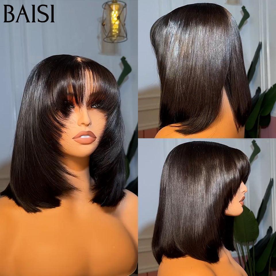 BAISI BLACK FRIDAY PROMO 69€ Vietnam Hair SDD BONE STRAIGHT Perruque Bob Lisse Avec Frange Noir 8-12 pouce en 100% cheveux humains