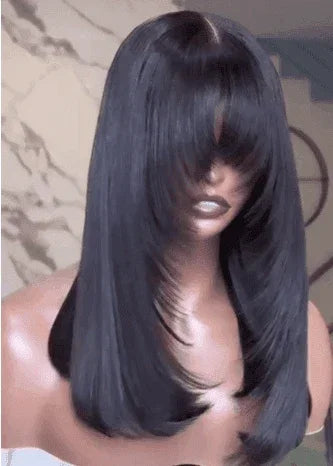 BAISI Grande Promo 15A SDD BONE STRAIGHT 300% densité Perruques de Luxe 100% Vietnam Hair BOB LISSE AVEC FRANGE moitié prix COUPE CHINOISE SANS LACE MP50