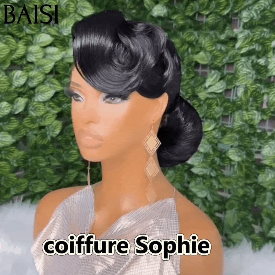 BAISI Coiffure de luxe Sophie Perruques Mariage Prête à porter chignon et personalisation comme sur la vidéo 100% identique avec lace frontale pour mariage ou événement spécial