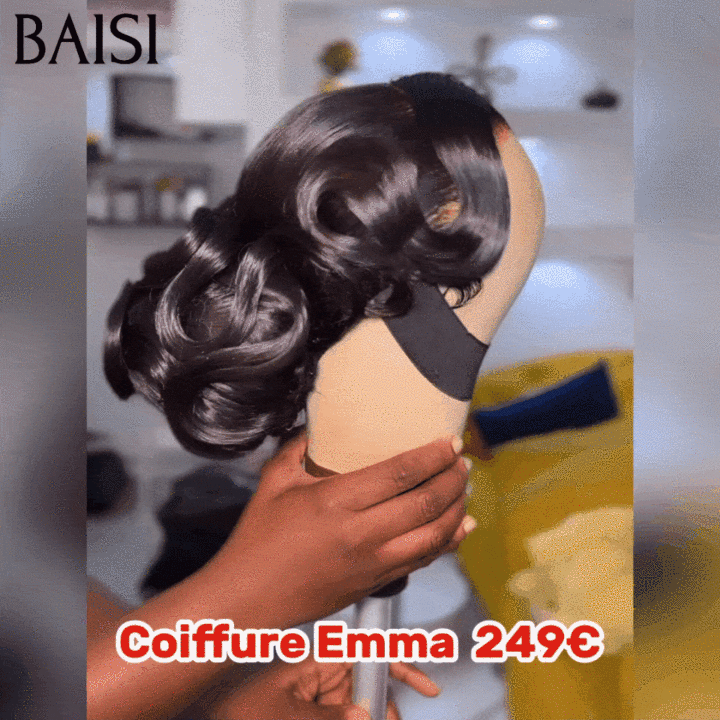 BAISI Coiffure de luxe Linda ou Emma Perruques Mariage Prête à porter chignon et personalisation comme sur la vidéo 100% identique avec lace frontale pour mariage ou événement spécial BS120