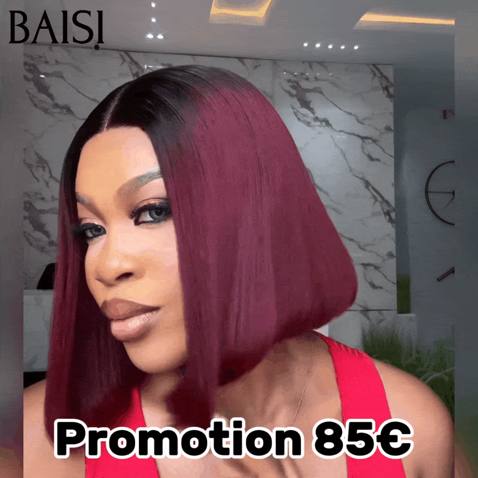 BAISI 4X4 Bob Perücke, natürlich, gerade, 25,4 cm, 200 % Dichte C