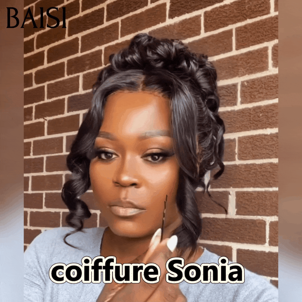 BAISI Coiffure de luxe Sonia Perruques Mariage Prête à porter chignon et personalisation comme sur la vidéo 100% identique avec lace frontale pour mariage ou événement spécial VIP100
