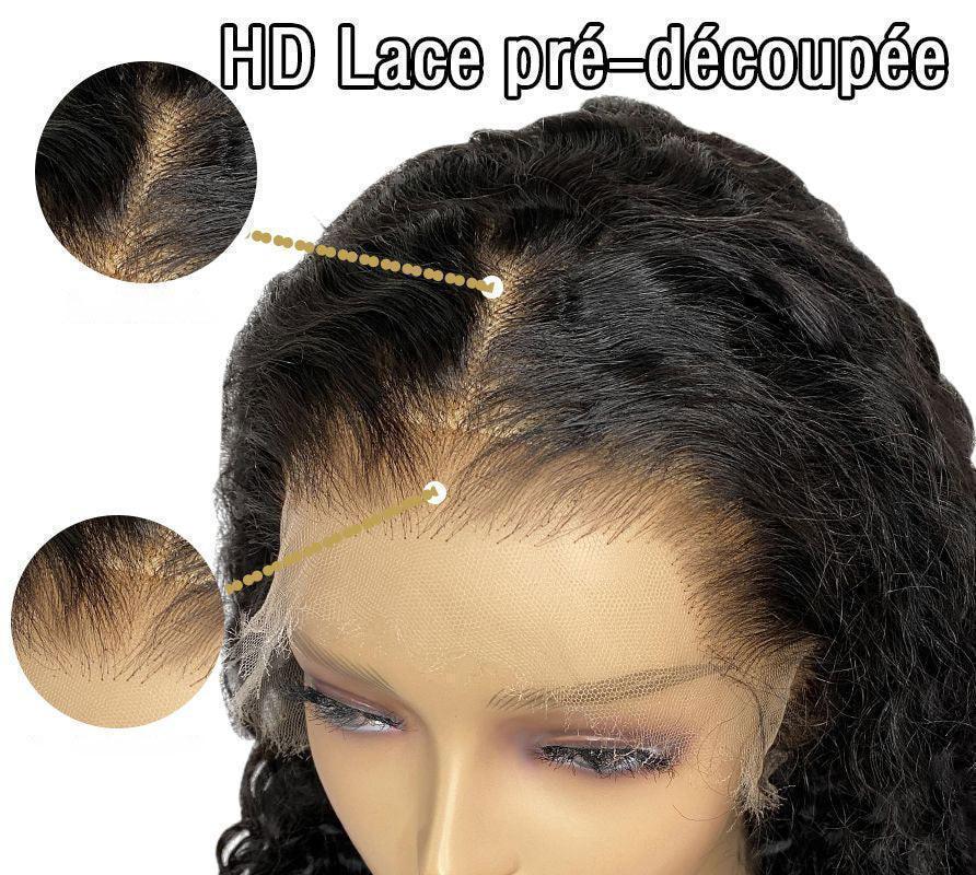 BAISI HD Lace 6X6 Perruque avec natte devant water wave 22 pouces en Cheveux Humains Avec Les Baby Hair Trop Naturelle 250% densité