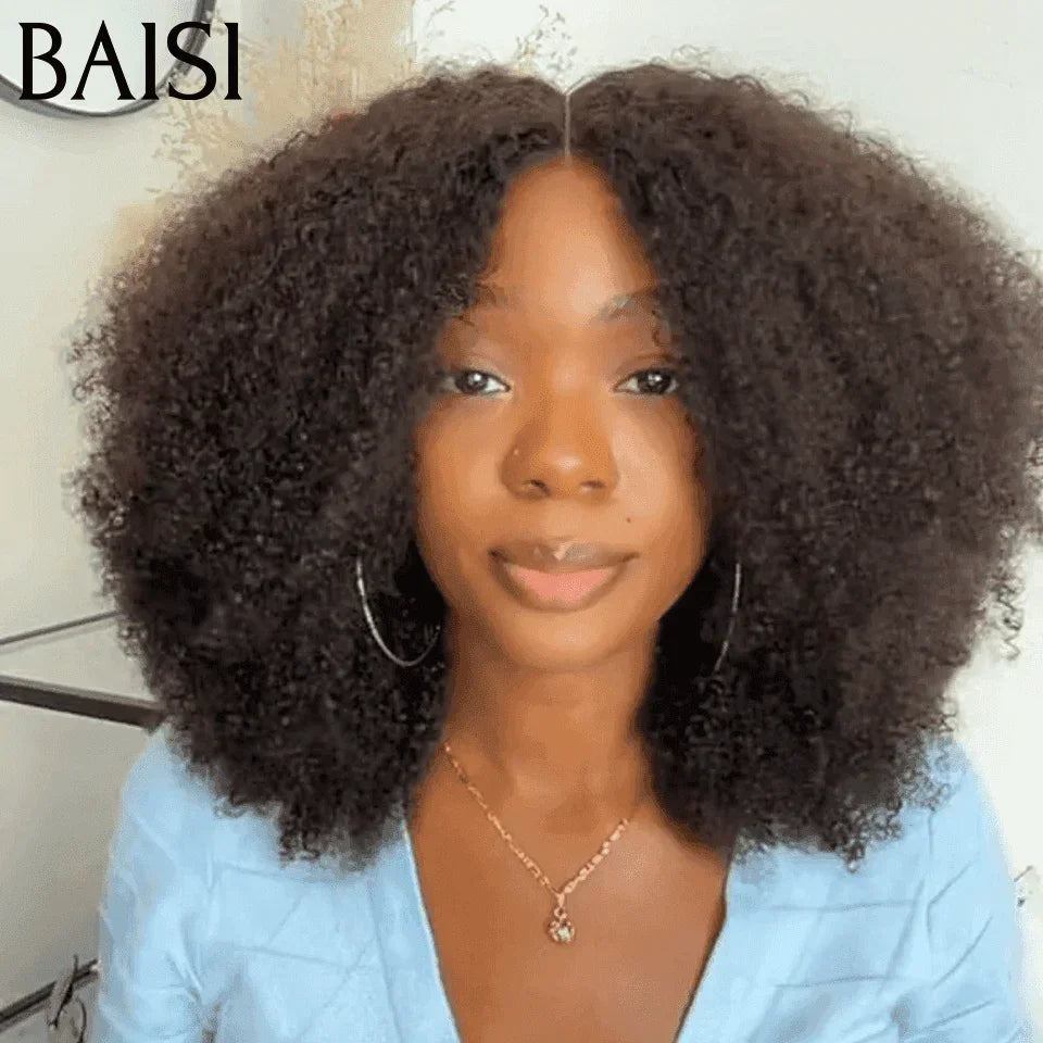 BAISI 4x4 Chiusura Ricci crespi Ricci crespi Parrucca 100% Capelli umani Capelli indiani brasiliani Buona qualità