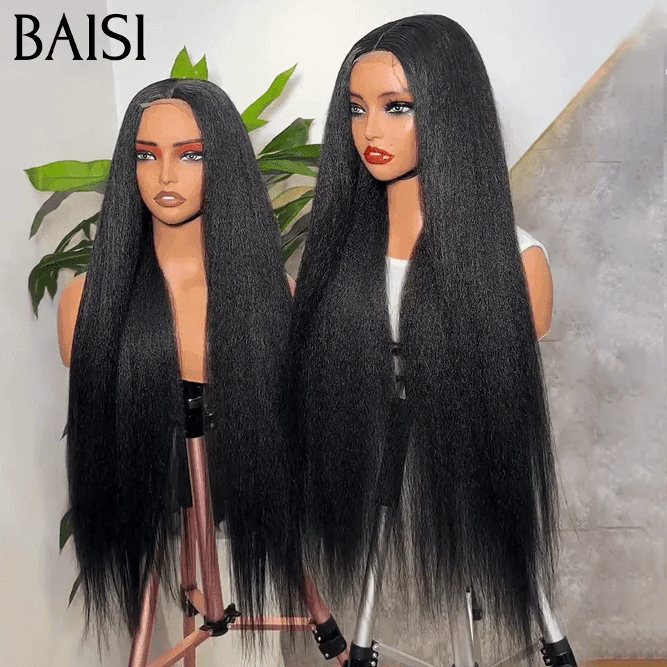 BAISI 4X4 closure perruque Kinky straight en 100% cheveux humains