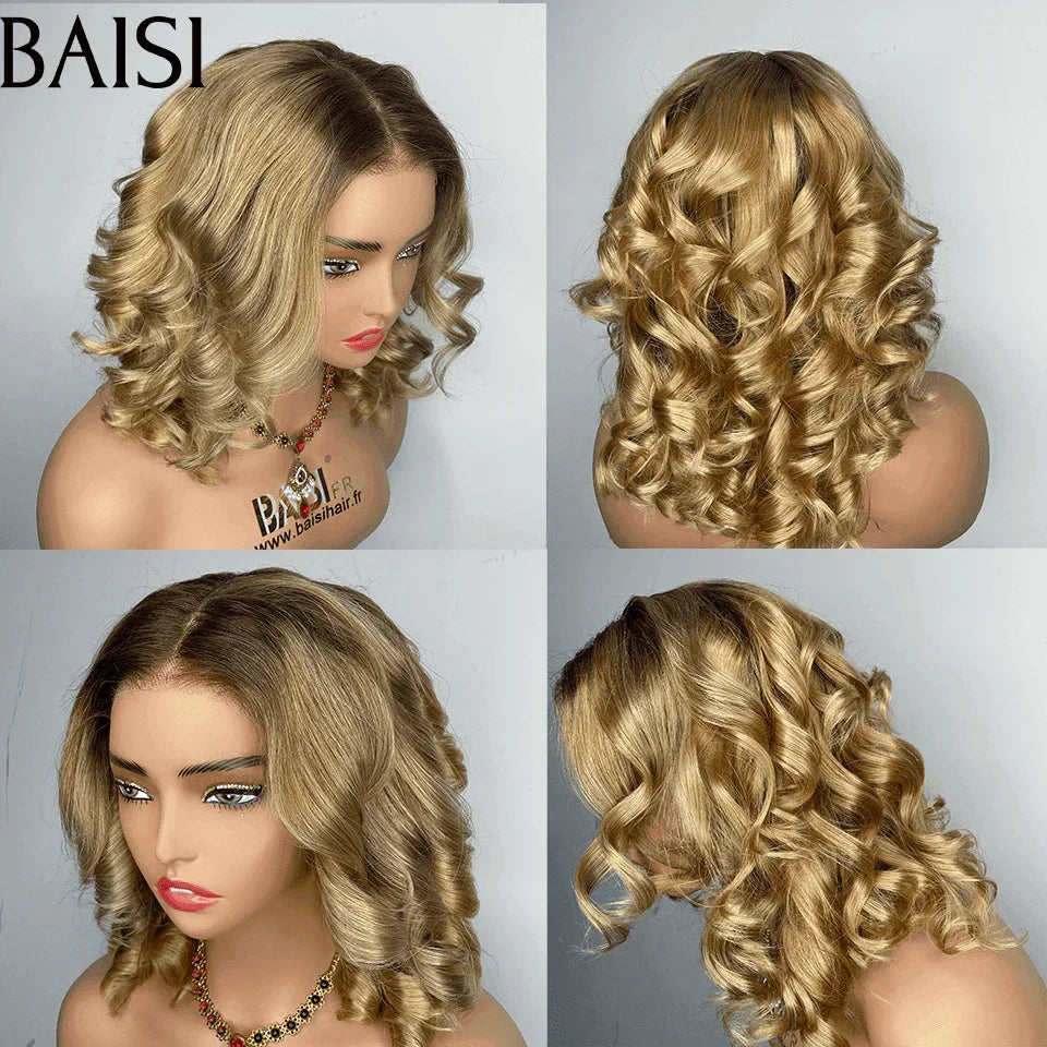 BAISI Achetez 2 perruques minimum au prix d'usine fournisseur 13x4 Lace Perruque En Couleur Marron #1B30# MIX en 100% Vrais Cheveux Humains (Pas Besoins De Code)