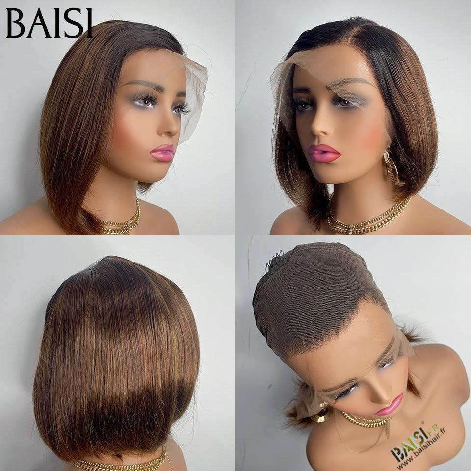 BAISI Achetez 2 perruques minimum au prix d'usine fournisseur pixie perruque Fabriqué à la Machine Lisse ou Lace 13*4 Perruque pixie Lisse en 100% Vrais Cheveux Humains En Couleur Variée (Pas Besoins De Code)