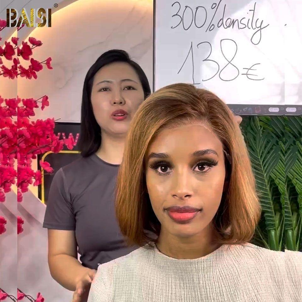 BAISI 13x4 Frontale Lace Perruque 16 Pouces En Couleur Brun avec Racine Noir 1BT27#1B# 148€ ou 10Pouces Marron 138€coupe personnalisée boucles voluminieux ou 2X6 lace 8 Pouces 78€ BOB Vietnam Hair 300% densité plus de 20 ans d' utilisations FR20