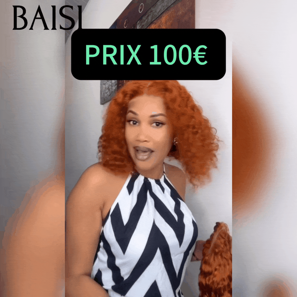 Peruca bob encaracolado frontal BAISI 13x4 em corte quadrado laranja em cabelo 100% humano real