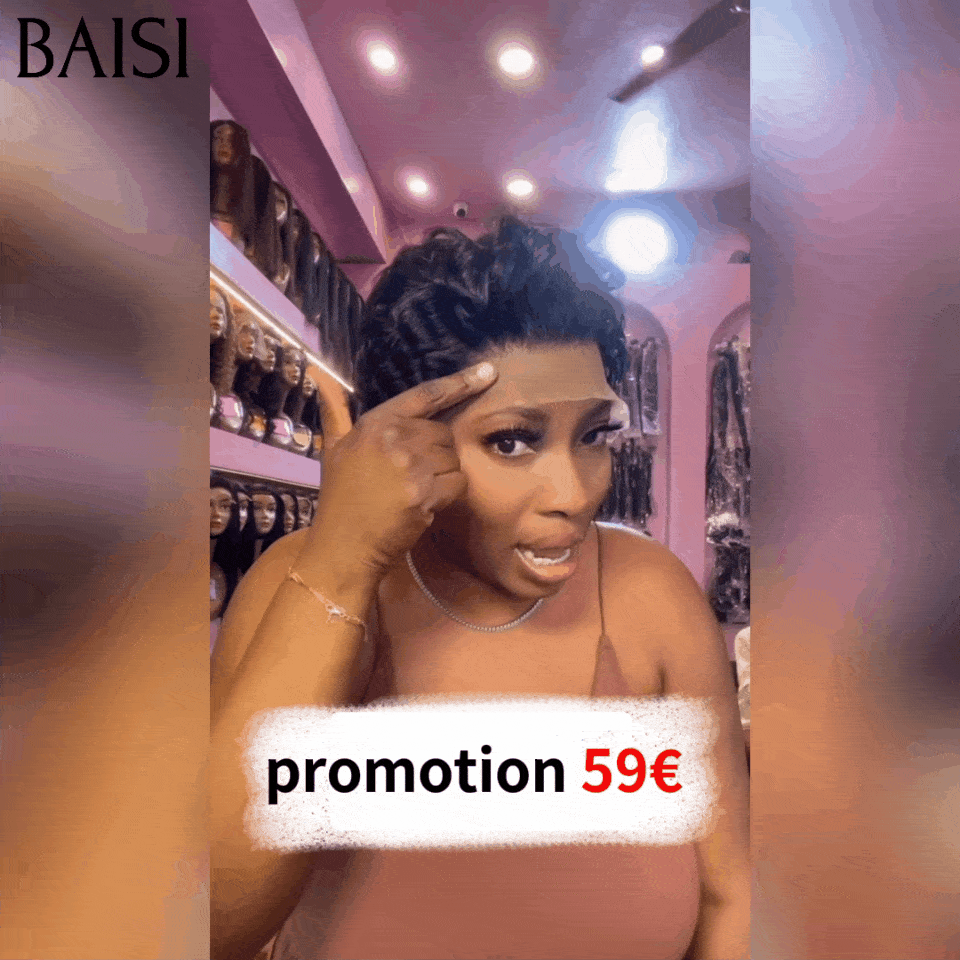 BAISI Perruque Pixie vague En Couleur noir 59.99€ en 100% Cheveux Humains