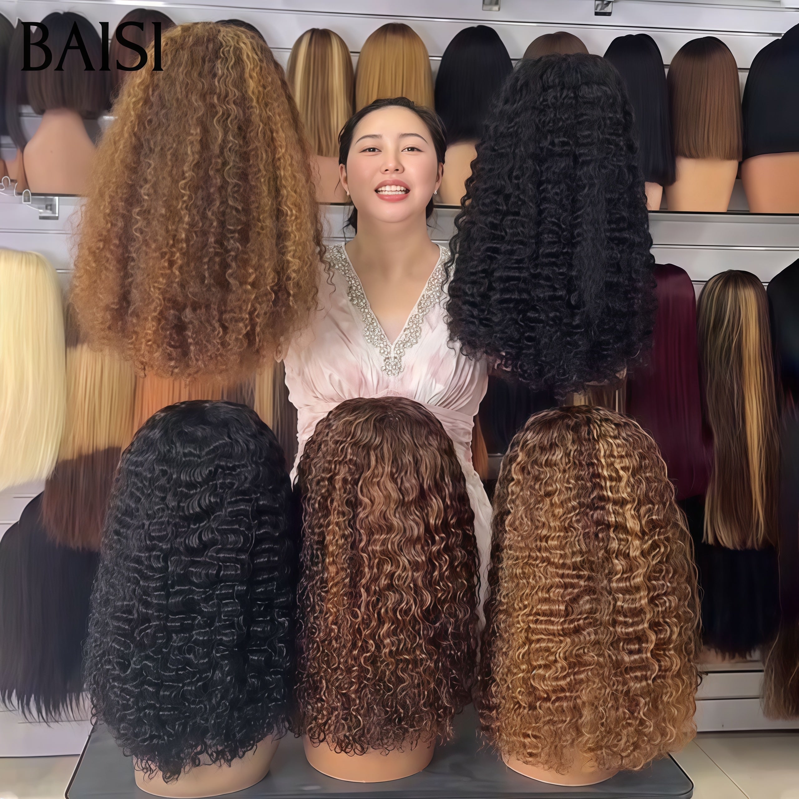 BAISI 5x5 Lace Sans Colle ou 13x4 Lace Perruque Kinky Curly Frisée 18Pouces 99€ Noir ou Colorés Qualité Irréprochable en 100% Cheveux Humains