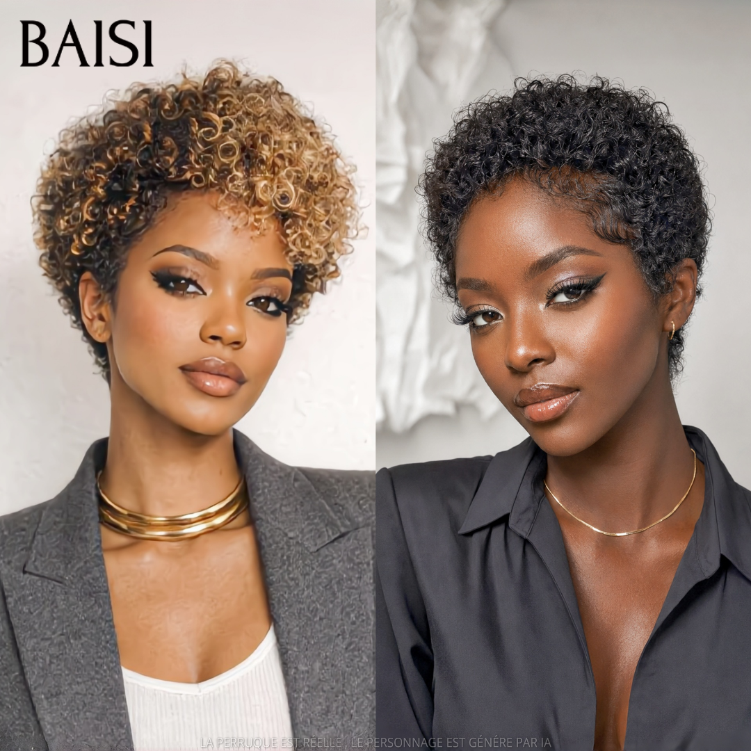 BAISI 2 Pixie Courtes 80€ pixie afro ou 4 Perruques pour revendre 310€ en 100% vrais cheveux humains