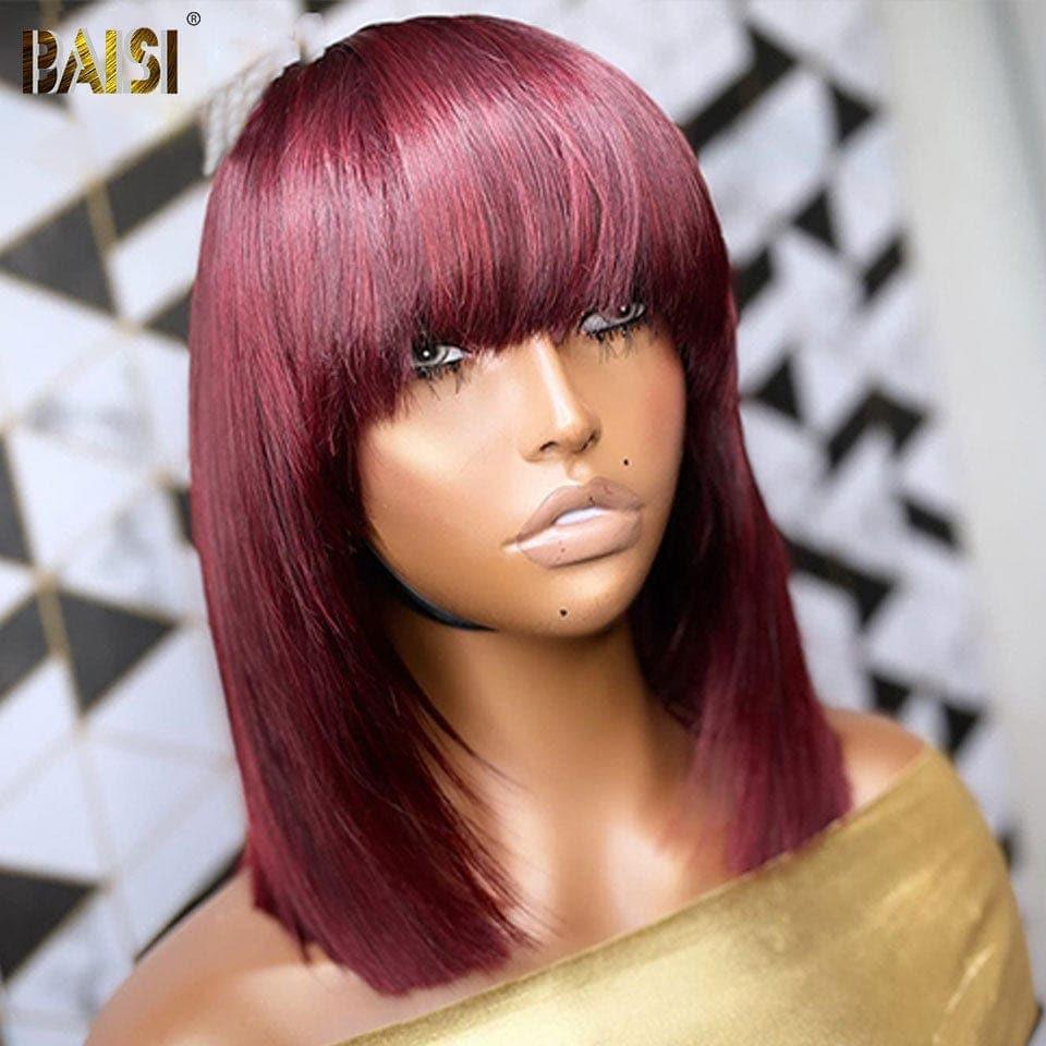 BAISI Achetez 1 + 1 Gratuite = 218€ bob 16 Pouces et 4X4 lisse 8 pouces ou 2 Acheté + 2 Gratuits =236€ en 100% vrais cheveux humains (pas besoin de code)