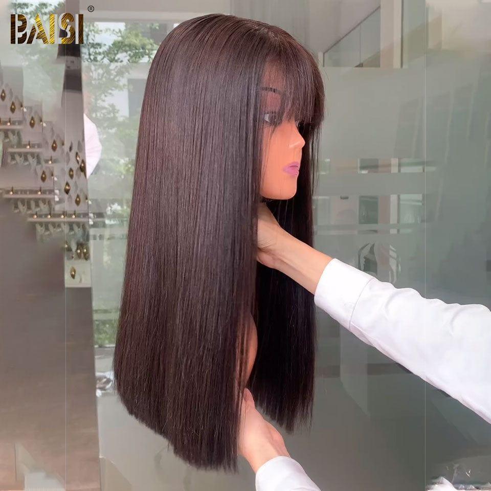 BAISI PERRUQUE sans Colle Lisse avec Frange 18 Pouces 99 € ou SDD BONE Straight Vietnam hair Bob 10 pouce 79€ NOIR ou Lisse Marron #4 FRANGE 10 et 18 POUCE FABRIQUÉ À LA MACHINE