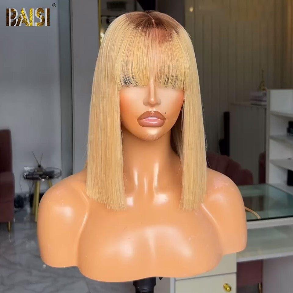 BAISI perruque Bob Lisse Avec Frange en couleur blonde #4#613 en 100% cheveux humains CODE: FR20