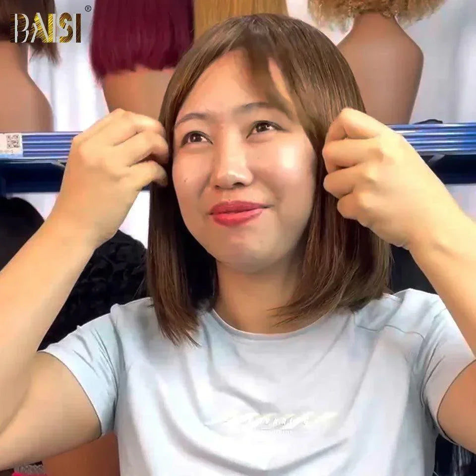 BAISI perruque Bob Lisse Avec Frange en couleur Marron #4 ou 2X6 BOB Lisse 14 Pouces 148€ DE luxe en 100% cheveux humains