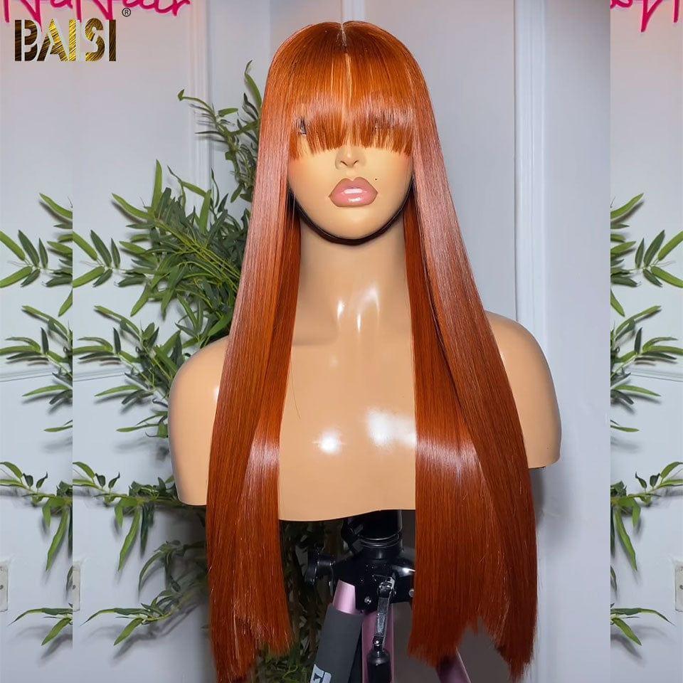 BAISI ORANGE WIG WITH FRINGE MADE 10 and 18 Inch BY MACHINE C