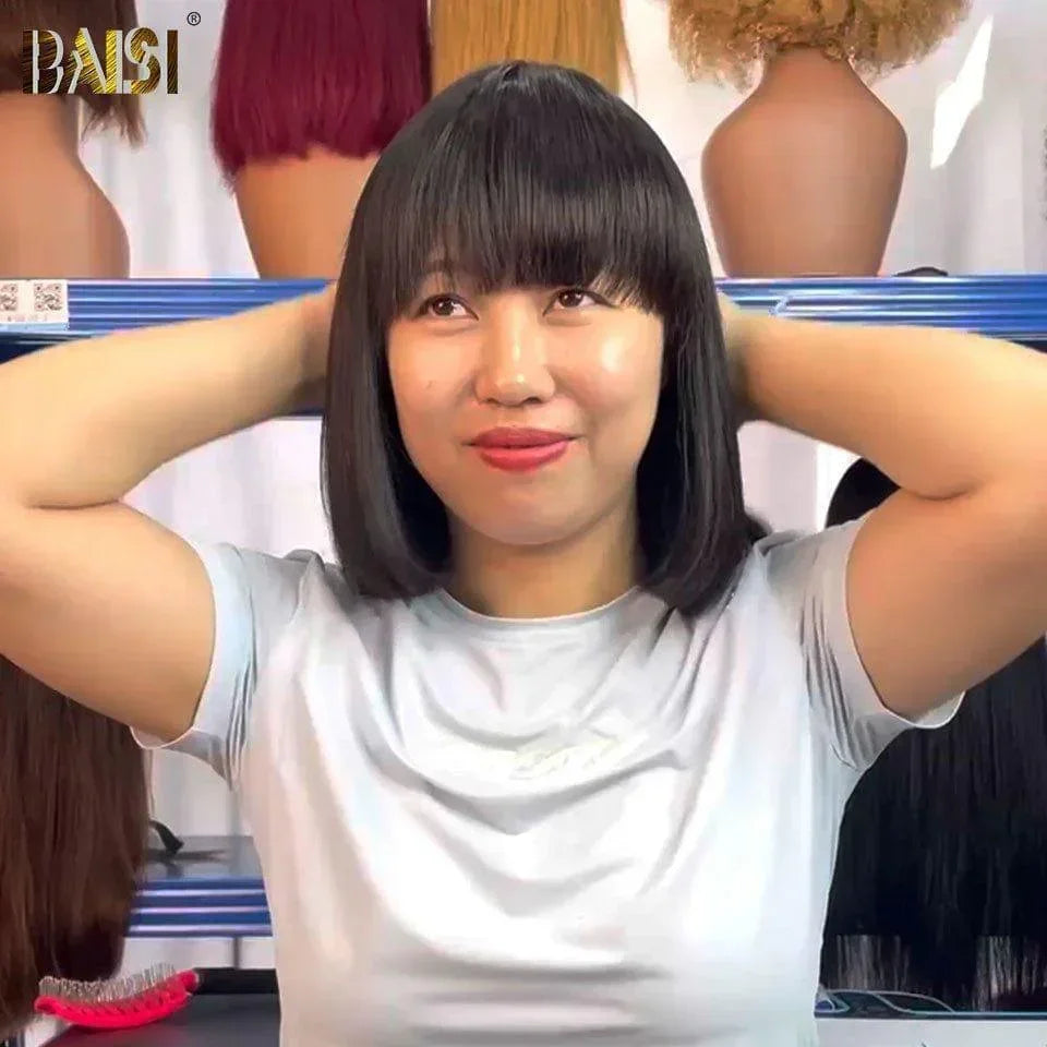 BAISI Perruque BOB water avec Frange 12 Pouces 77 € en Couleur noir ou Lisse sdd bone straight 10 Pouces En 100% Vrais Cheveux Humais Code : BS120