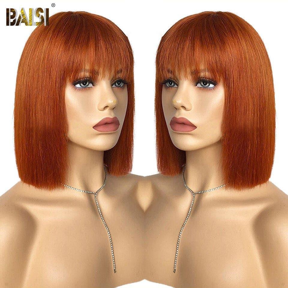 BAISI ORANGE WIG WITH FRINGE MADE 10 and 18 Inch BY MACHINE C