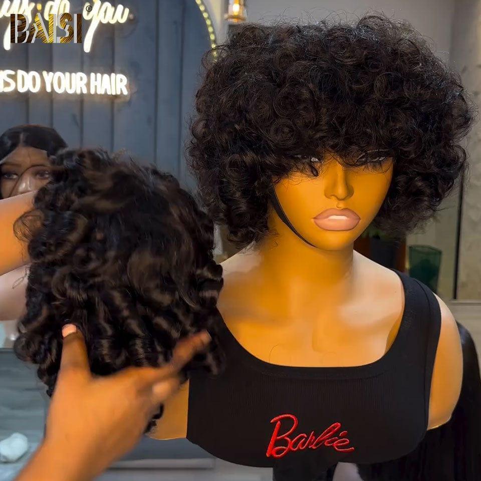 BAISI Offre Flash Perruque Bouclée Egg Wave en Couleur Mixte ou noir en 100% Cheveux Humains
